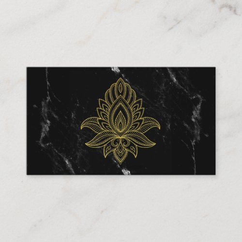  Gold Hamsa Black White Marble Sacred Business Card