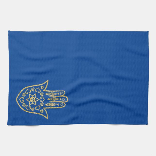 Gold Hamsa Outline Kitchen Towel (Horizontal)