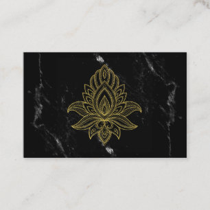 ~ Gold Hamsa White Black Abstract Marble Sacred Business Card