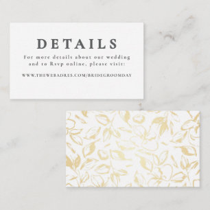 Gold Hand Drawn Flowers Wedding Details Enclosure Card