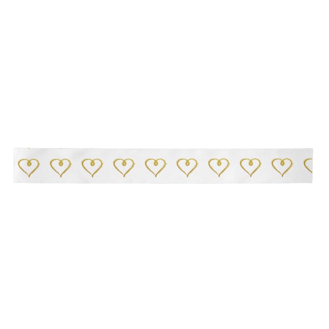 Gold Hand Drawn Heart Ribbon (Front)