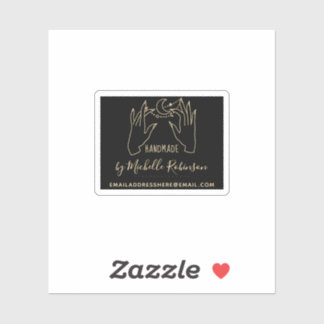 Gold Hand-drawn Moon Handwritten Name Handmade By Sticker