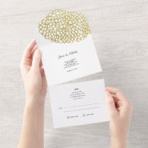 Gold Hand-drawn Petal Pattern Wedding