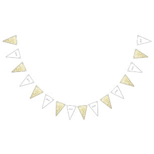 Gold Hand-drawn Petal Pattern Wedding Bunting Flags