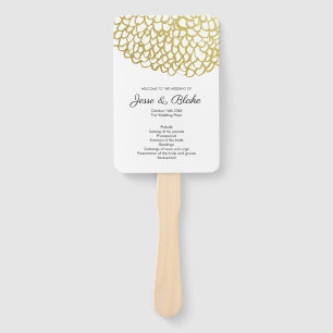 Gold Hand-drawn Petal Pattern Wedding Hand Fan