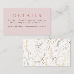 Gold Hand Drawn Wildflowers Wedding Details Enclosure Card