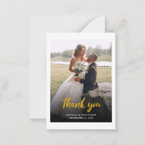 Gold Hand_Lettered Photo Wedding Thank You Note Card