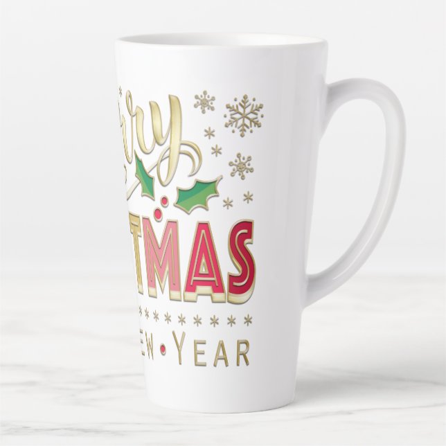 Gold Hand Lettered Script Merry Christmas Latte Mug (Right)