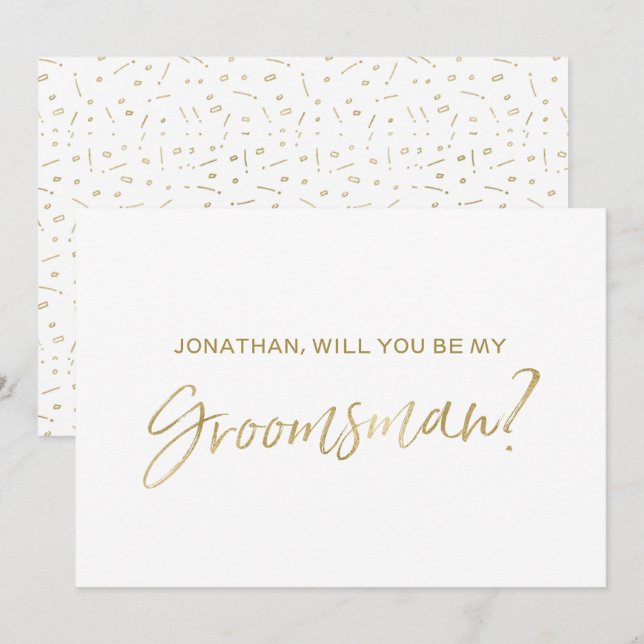 Gold Hand lettered "Will you be my groomsman" Invitation (Front/Back)