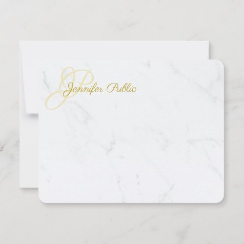 Gold Hand Script Name Text Elegant Marble Template