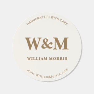 Gold Handcrafted with Care Maker Logo Classic Round Sticker