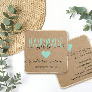 Gold Handmade With Love Etsy Home Crafter Art Fair Square Business Card