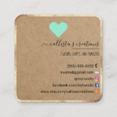 Gold Handmade With Love Etsy Home Crafter Art Fair Square Business Card (Back)