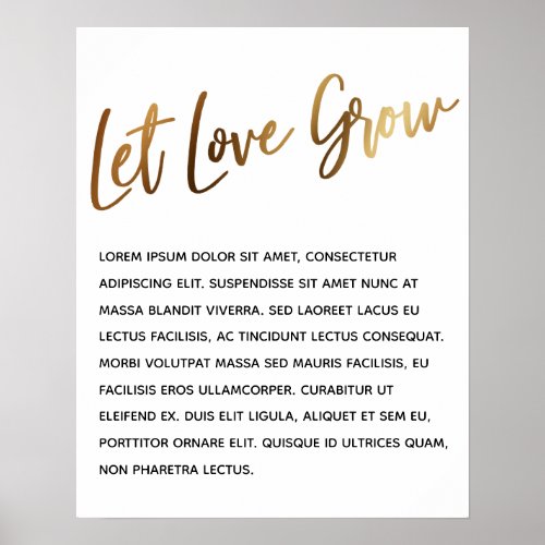 Gold Handwriting Let Love Grow Simple Event Poster