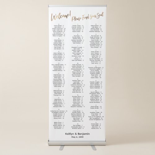 Gold Handwriting Simple Seating Chart 170 Names  Retractable Banner