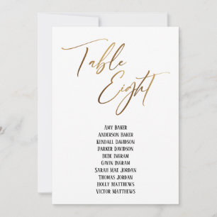 Gold Handwriting Table Eight Seating Chart