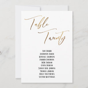 Gold Handwriting Table Twenty Seating Chart