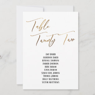 Gold Handwriting Table Twenty Two Seating Chart