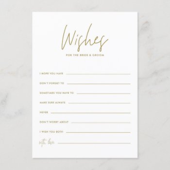 Gold Handwriting Wishes For The Bride And Groom Enclosure Card by misstallulah at Zazzle