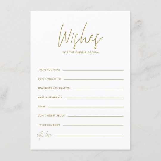 Gold Handwriting Wishes For The Bride And Groom Enclosure Card