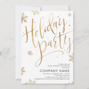 Gold handwritten calligraphy holiday Party Invitation