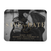 Gold Handwritten Calligraphy Photo Save the Date Magnet