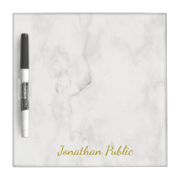 Gold Handwritten Name Marble Template Elegant Dry Erase Board