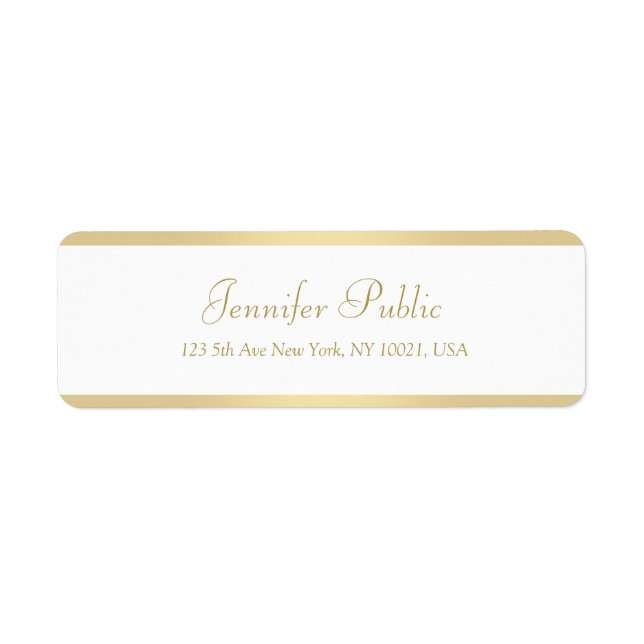Gold Handwritten Script Elegant Template Modern Label (Front)