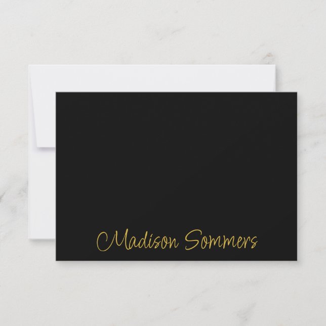 Gold Handwritten Script Flat Note Card (Front)