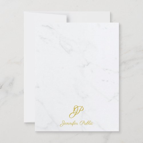 Gold Handwritten Script Marble Modern Elegant Note Card