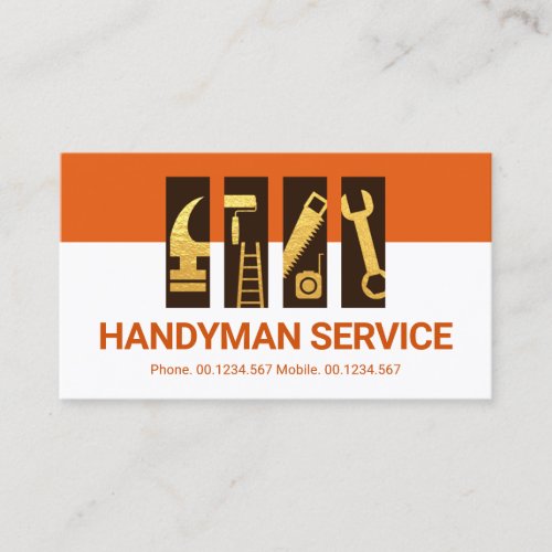 Gold Handyman Building Tools Tab Business Card