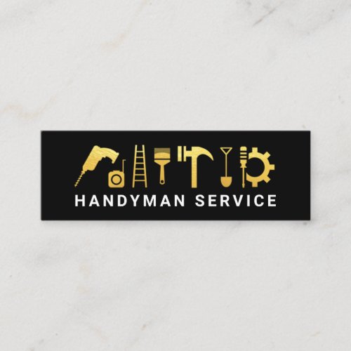 Gold Handyman Construction Tools Equipment Mini Business Card
