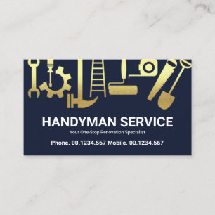 Gold Handyman Construction Tools Home Renovation Business Card