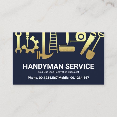Gold Handyman Construction Tools Home Renovation Business Card