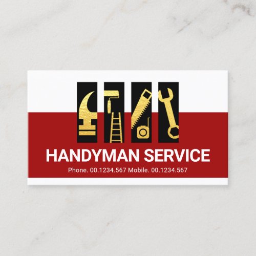 Gold Handyman Home Repair Tools Tab Business Card