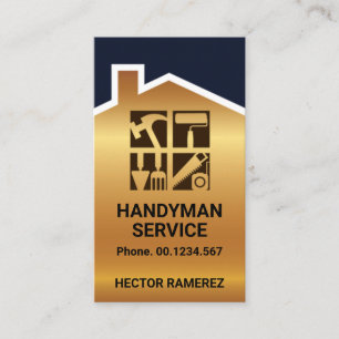 Gold Handyman Home Roof Windows Business Card