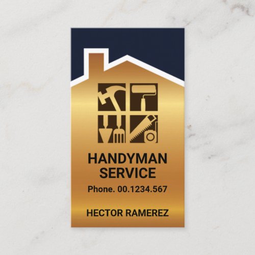Gold Handyman Home Roof Windows Business Card