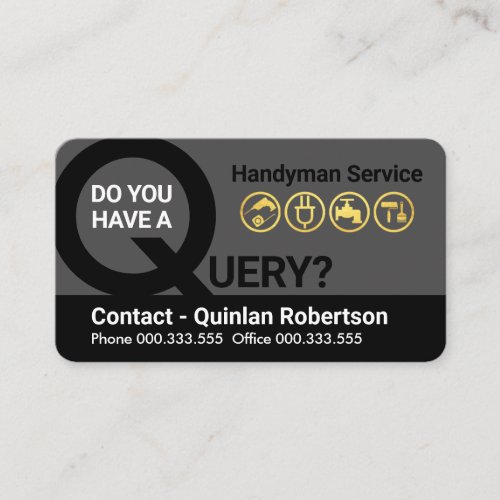 Gold Handyman Icons Query Business Card