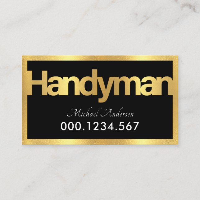 Gold Handyman Signage Frame Business Card (Front)