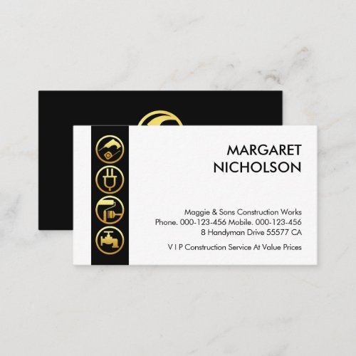 Gold Handyman Tools Border Home Repair Business Card