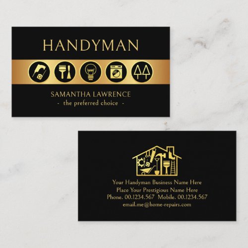Gold Handyman Tools Border Line Business Card