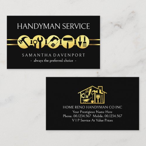 Gold Handyman Tools Border Line Business Card