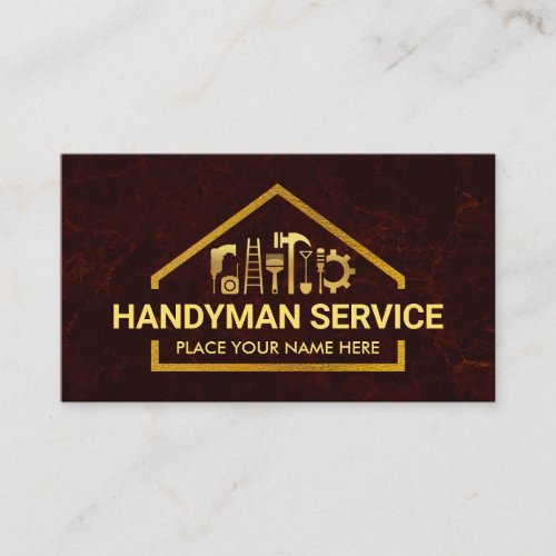 Gold Handyman Tools Building Business Card