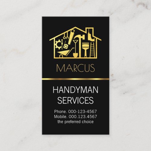 Gold Handyman Tools Building Frame Business Card