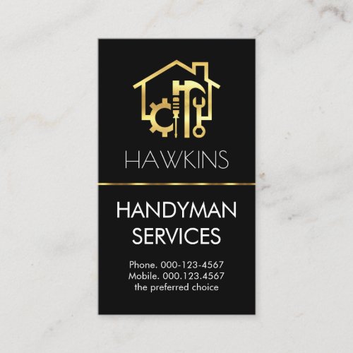 Gold Handyman Tools Building Frame Business Card