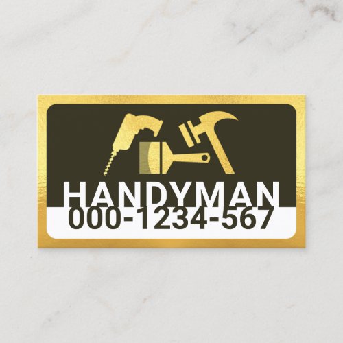 Gold Handyman Tools Frame Business Card
