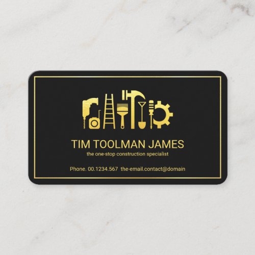 Gold Handyman Tools Frame Contractor Business Card