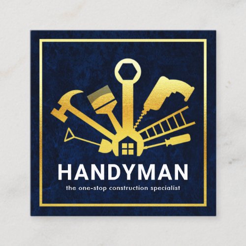 Gold Handyman Tools Frame Square Business Card