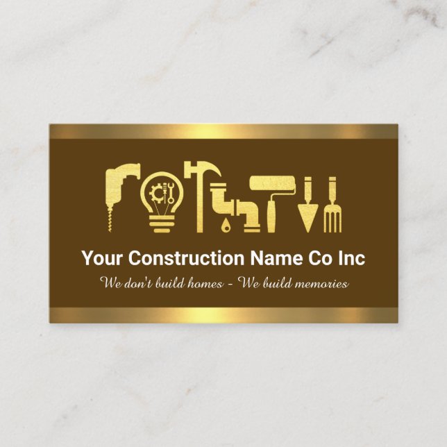 Gold Handyman Tools Gold Frame Business Card (Front)