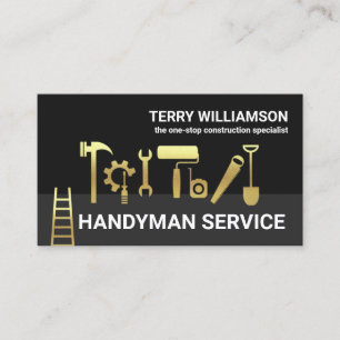 Gold Handyman Tools Grey Layers Remodeling Business Card